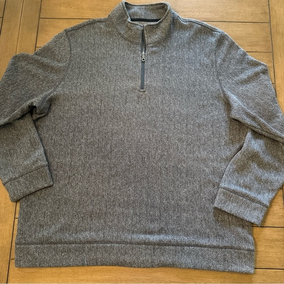 Croft & Barrow Mens Pullover Sweater Size XXL Gray Quarter Zip Long Sleeve - Picture 2 of 12
